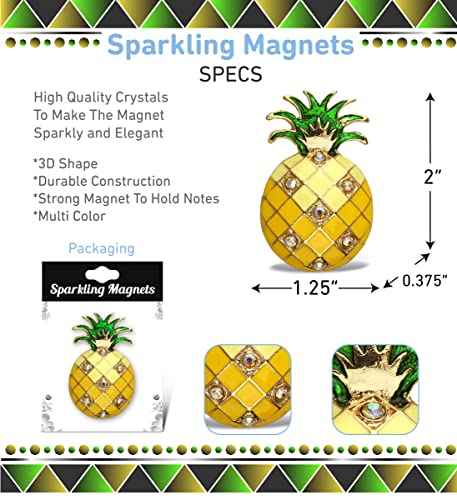 Imán de nevera decorativo Piña dorada brillante miniatura 3