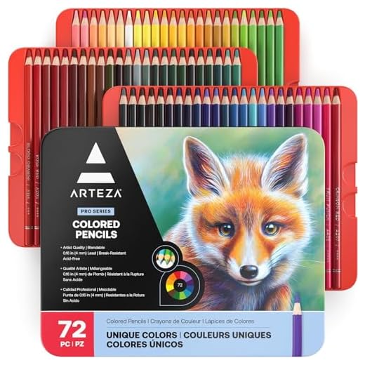 ARTEZA Estuche de lápices de colores para dibujo profesional | Caja de 72 unidades | Lápices de dibujo artístico | 72 colores numerados