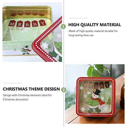 KESYOO 15X15cm Caixa de Folha de Flandres de Natal Com Janela Vazia Latas de Biscoitos Caixa de Pres