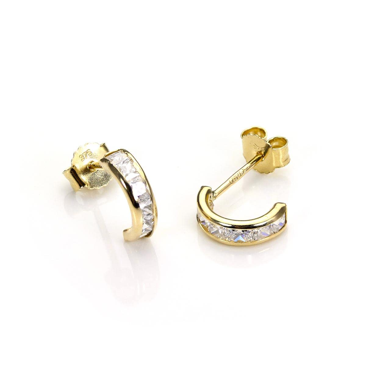 Orecchini a Brochia Huggie in Cristallo CZ & Oro 9kt