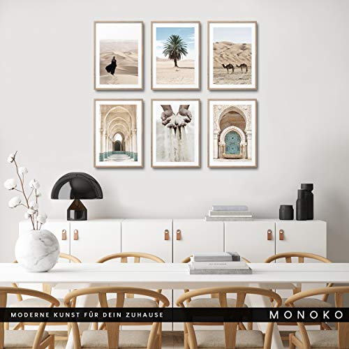 MONOKO® Wandbilder Wohnzimmer Modern | Beige Bilder Schlafzimmer | Natur Poster Set Marokko 6x A4 ohne Rahmen – Bild 3