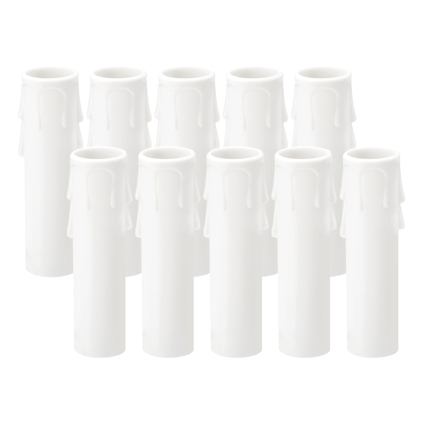 PATIKIL 3.5 Inch Tall Candle Covers Sleeves, 10Pcs Plastic E12 Chandelier Socket Sleeves Drip Candle Socket Covers Bulb Light Base Holder for Crystal Candle Lamps, White