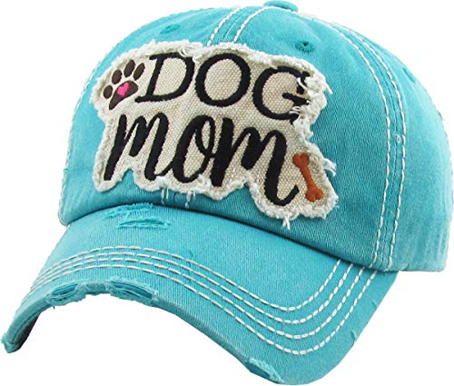 Image of KBETHOS Dog Cat Mom Dad Theme Womens Baseball Cap Distressed Vintage Unconstructed Embroidered Patch Hat