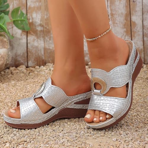 Chaussures compensées femme pour jardin et maison style sabot rose