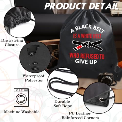 A Black Belt Is A White Belt Who Refused to Give Up Drawstring Backpack For Men Women, Waterproof Sport Sackpack For Karate Lover, Funny Birthday String Gym Bag Gifts For Taekwondo Fan3