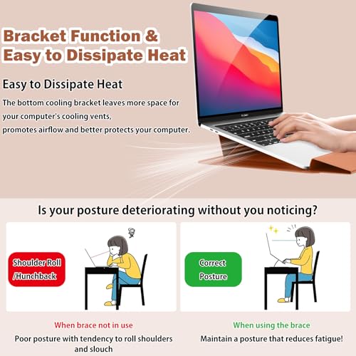 Funda portátil contra arañazos con base elevadora para MacBook Air M1 y Surface marrón 4
