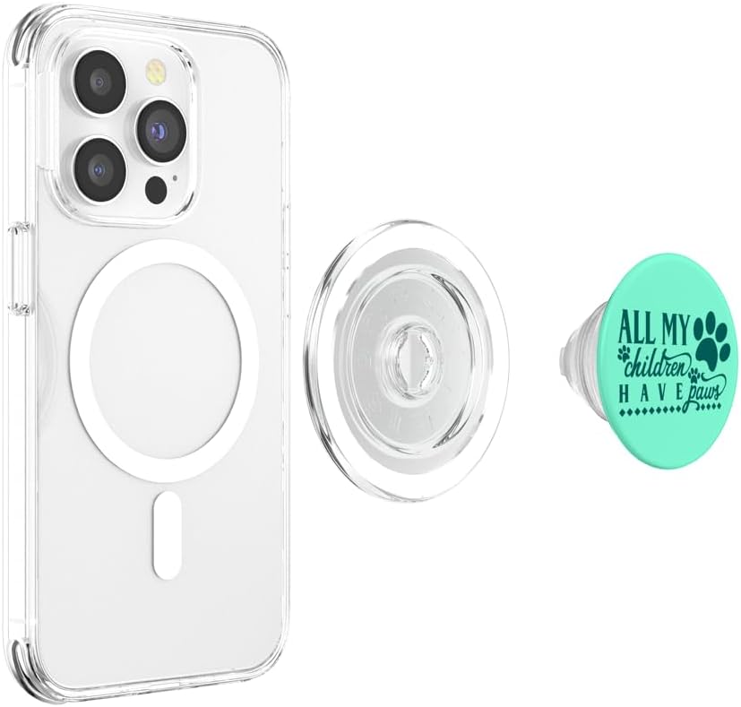 Paw Print Pop Socket Cat Dog Love Puppy Mom Gift Mint Green PopSockets PopGrip for MagSafe