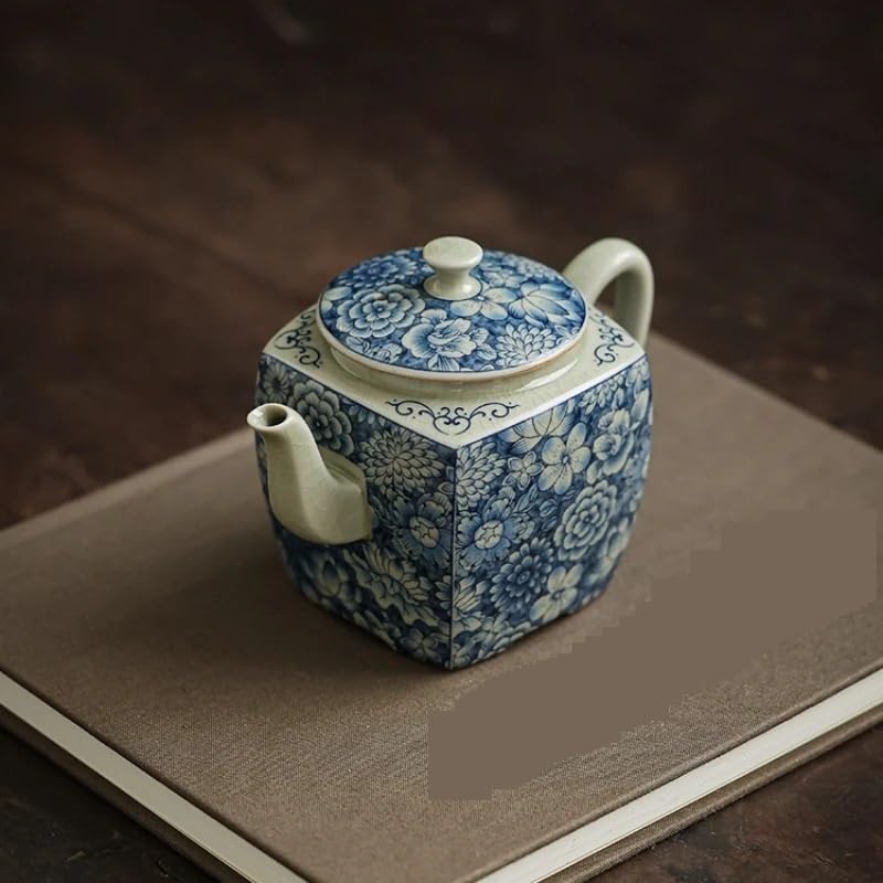 Ceramiczny czajnik w kolorze niebieskim i białym, czajniczek i zestaw do herbaty, domowy zestaw do herbaty w stylu retro, chiński zestaw do ceremonii parzenia herbaty