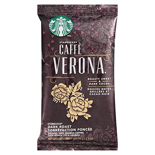 Image of Starbucks SBK11018192 Drip-Brewing Single Pot Portions Caffe Verona Ground Coffee Packets, Dark Roast (Pack of 18)