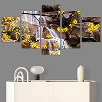 SIGNWIN 5 Panel Canvas Wall Art Mountainfalls for Home Decorations Ready to Hang - 60