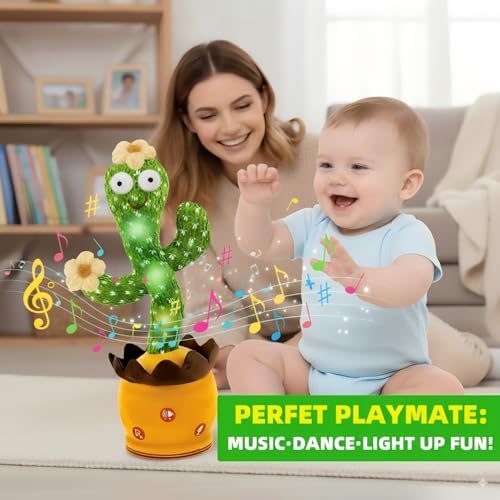 Image of Ayeboovi Dancing Talking Cactus Baby Toy, Mimicking Recording Toy Repeats What You Say (Volume Adjustable Flowering Cactus)
