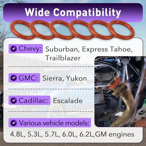 Image of 6pcs B32790 Engine Oil Pump Pickup Tube Gasket, Oil Pump Pickup Tube O-Ring for Chevy Suburban, Express Tahoe, Trailblazer GMC Sierra Yukon Cadillac Escalade, Professional Oil Seal Ring