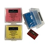 Faber-Castell Colored Kneaded Art Eraser Soft Durable Sketch Putty Rubber, Kneadable Rubber Eraser With Plastic Case in 3 Colors - Red, Yellow, Blue + 1 Sharpener (3 + 1)