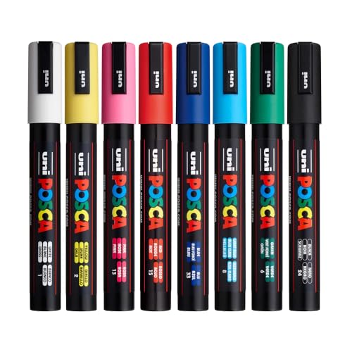 Image of POSCA 5M 1.8-2.5mm Markers (8 Colors- 8 Pcs)