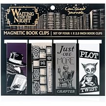 Conquest Journals Waiting for The Night Magnetic Bookmarks, Set of 4, Bookish-Themed & Gothic-Inspired Page Clips, Sturdy Cardstock Book Markers with Strong Magnets, 1 x 2.5