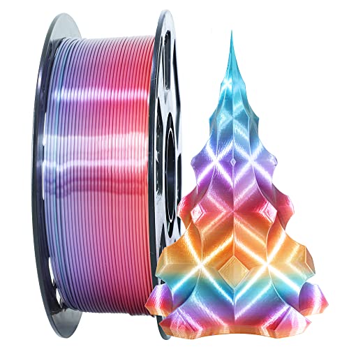 Image of 1.75mm 1Kg Silk Shiny PLA Orange Red Multicolored Fast Color Change Rainbow 3D Printing Filament, Color Change Gradually Random Quickly, 2.2lbs 3D Printing Material by MIKA3D