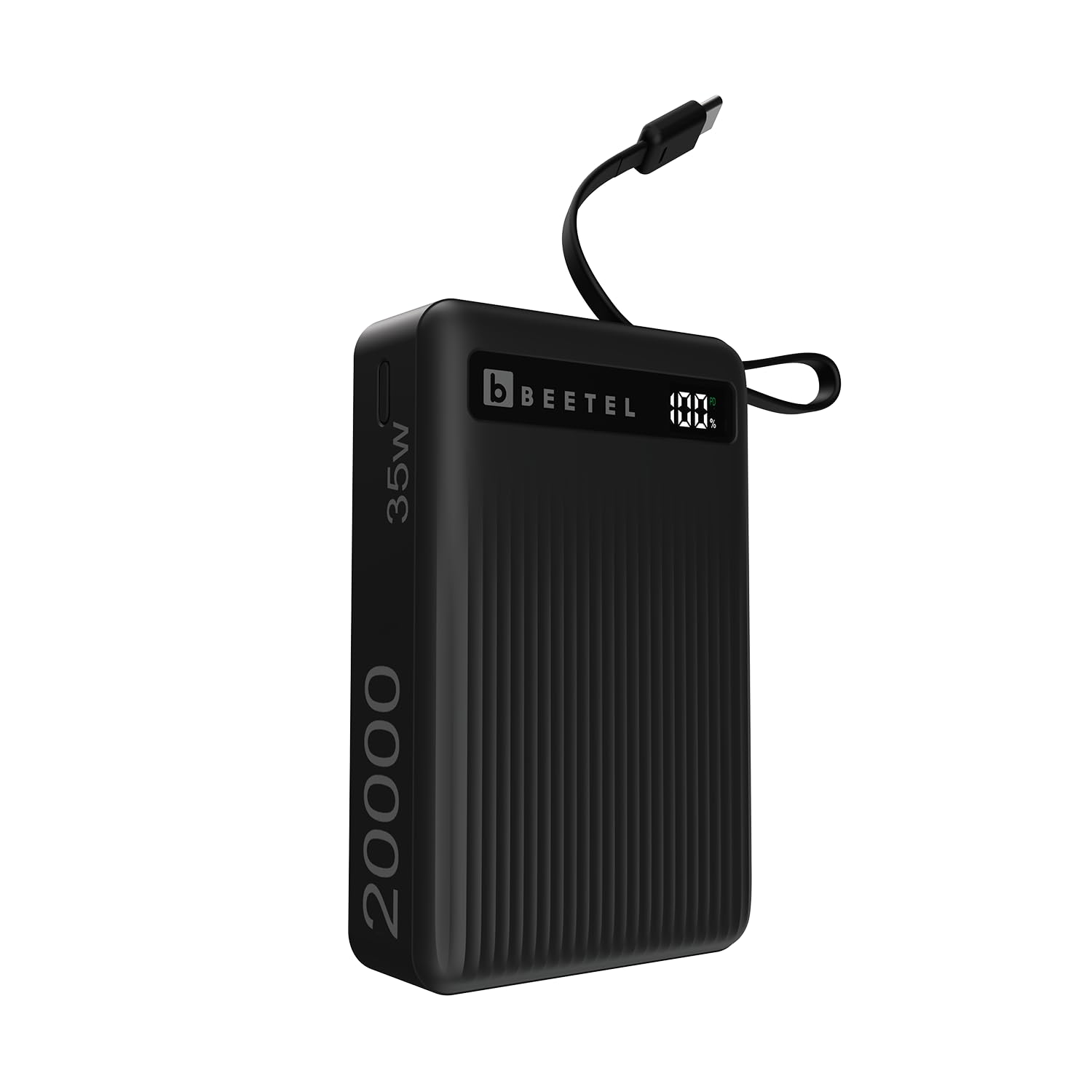 beetel power bank volte pb35n nano 20000mah 35w with built-in type c cable | usb type c & type a port | multi protocol charging support qc pd & more| apple iphone, samsung, oneplus & all smartphones