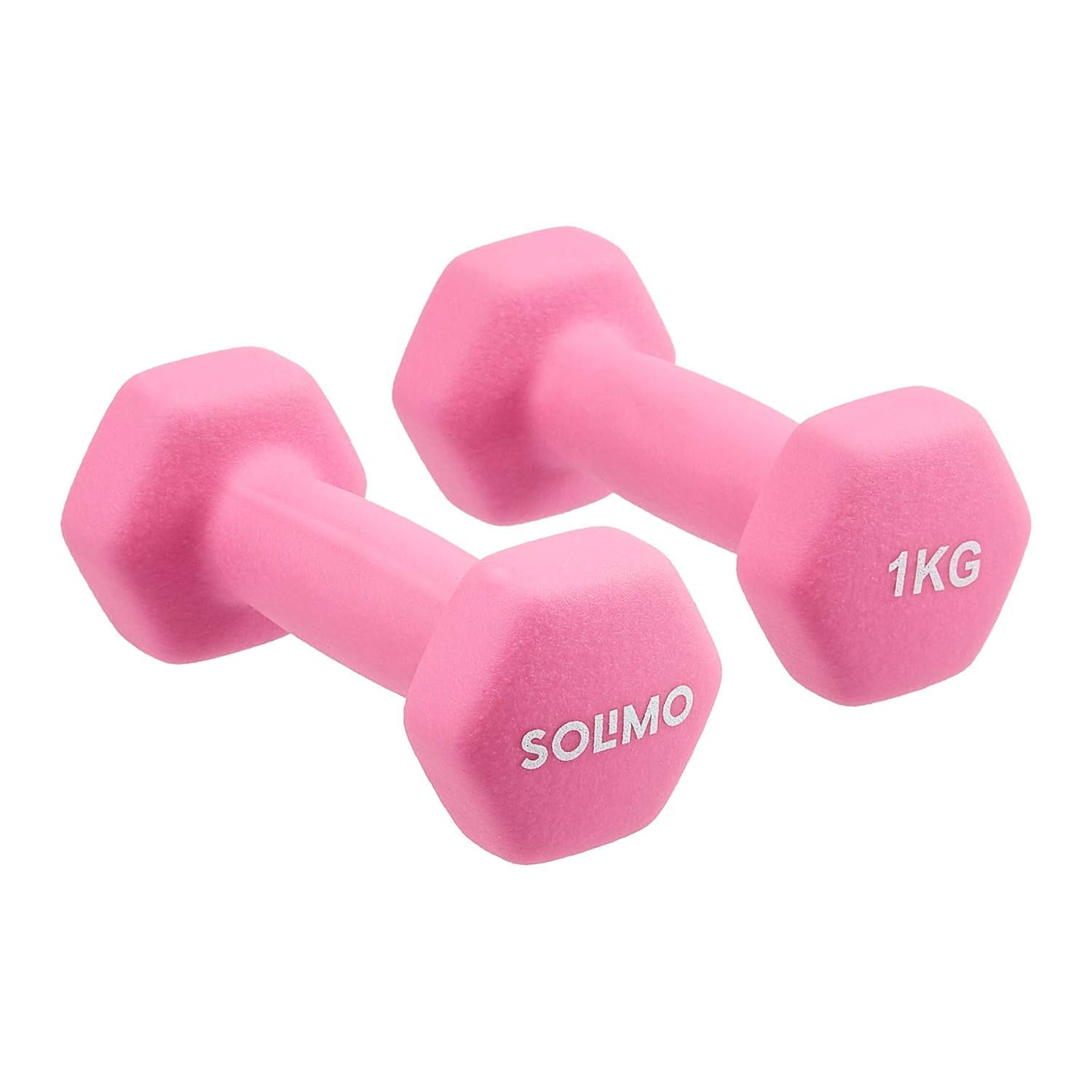 Amazon Brand - Solimo Neoprene Dumbbell 1kg, Set of 2 (Hot Pink)-picture-8