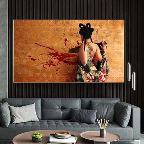 Toile abstraite de femme tatouée pour décoration salon esthétique