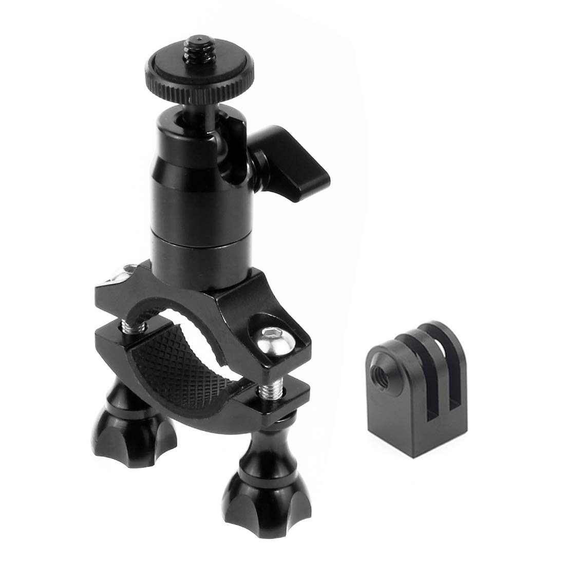 XT-XINTE Bicycle Bike Handlebar Mount Adapter Camera Mount with Pivot Arm Fixed Adapter, Aluminum Alloy 360° Rotation Ball Head for Action Camera Sport Camera Tube Clamp