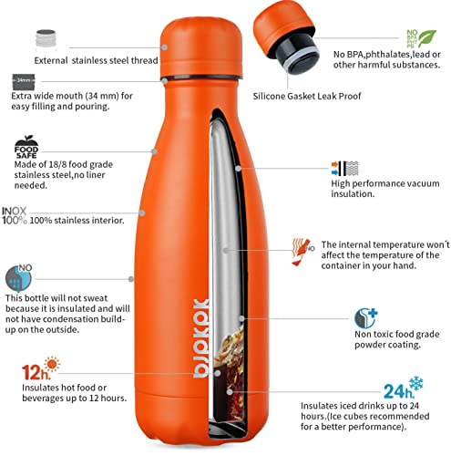 Image of BJPKPK 12 oz Small Insulated Water Bottle, Stainless Steel Leak Proof Flask