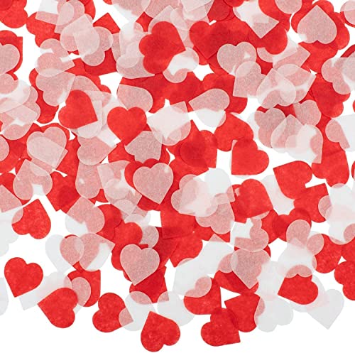 6000PCS Confettis Mariage Probuk 2.5cm Rouge&Rose&Blanc Multicolores Coeurs Tissus Papier Confettis Décoration de Table pour...
