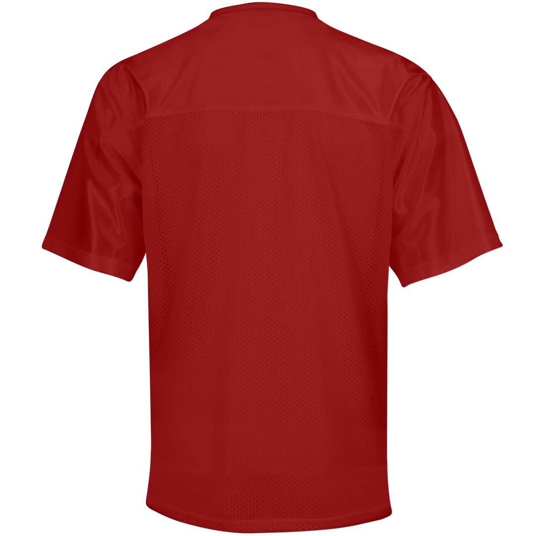 Football Helmet Custom School Text Football Jersey: Unisex Mesh Football Jersey True Red