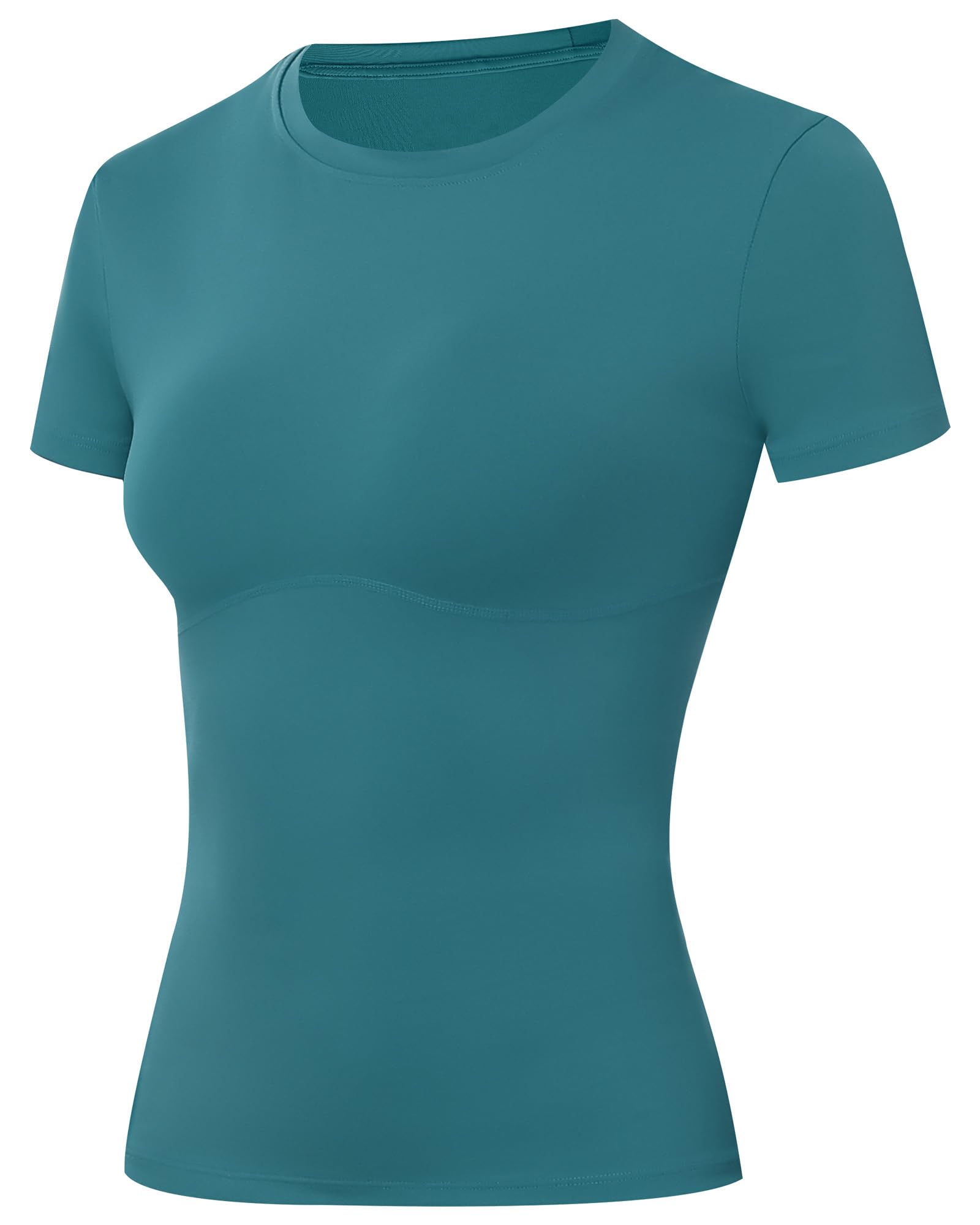 Moozava Women's Compression Shirt Short Sleeve Workout Tops Athletic T-Shirts Base Layer for Gym Running Yoga Sports