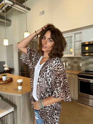 CATCHY & CRAFTY Kimono Cardigan for Women Beach Cover Up Floral Boho Print Casual Blouse Loose Tops Chiffon3