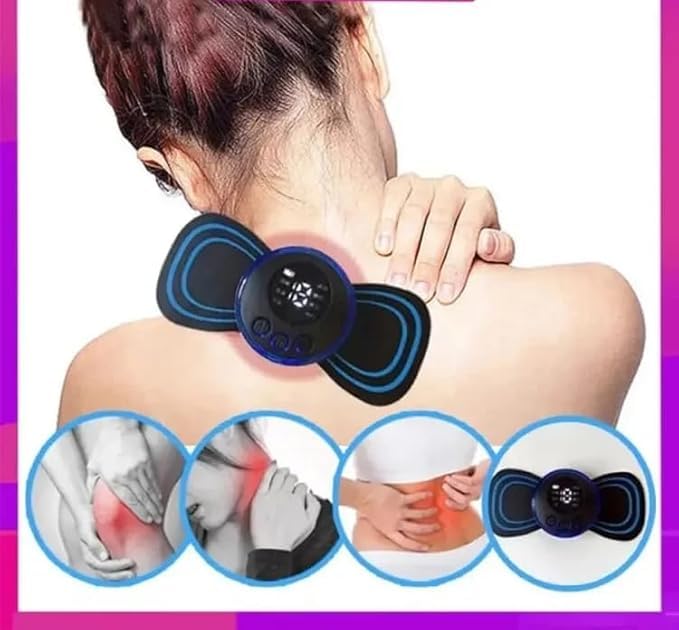Image of EMS Muscle Stimulator Electric Handheld Mini Portable Electric Rechargeable Neck, Shoulder and Body Butterfly Massager for Pain Relief and Health & Personal Care (Blue, Medium- 1 Pc)