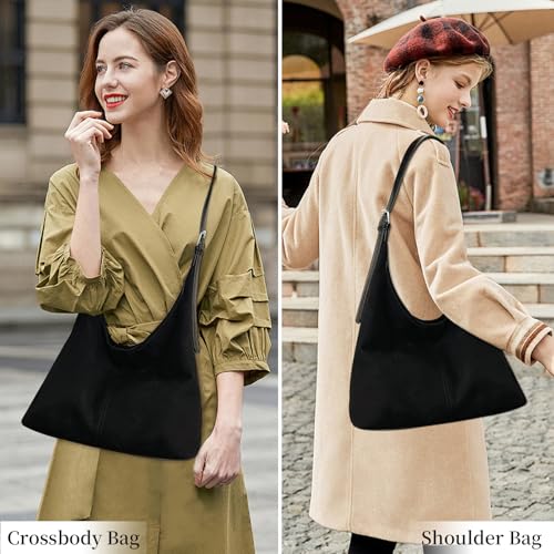 Image of Suede Bags for Women Suede Hobo Bag Retro Suede Tote Bag Slouchy Suede Shoulder Bag Crossbody Handbags Suede Purse