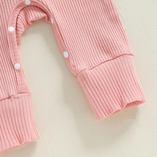 pengnight Newborn Baby Girl Clothes Little Sister Romper Long Sleeve Solid Color Bodysuit Jumpsuit + Headband Fall Outfits 6