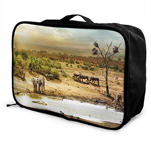 Custom Carry Storage Bags Lightweight Dreamy Scene Common South African Safari Hand Luggage Bag Foldable Portable Storage Luggage Bag With Trolley Sleeve