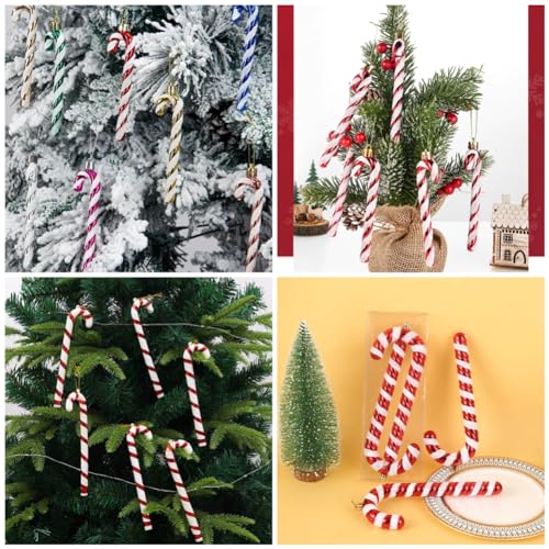 SHTGOI Pack of 6 Candy Canes Hanging 14 cm Christmas Candy Cane Ornament Plastic Christmas Tree Decoration Pendant Christmas Tree Pendant for Home Decoration Christmas Decoration Pink - Image 4