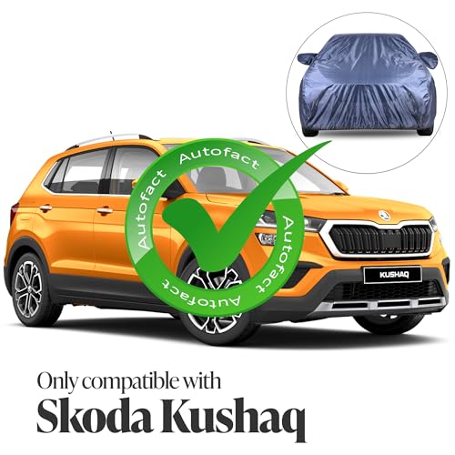 Image of Autofact Premium Car Cover for Kushaq | All Weather Water-Resistant Full Body Car Cover | Light-Weight Triple-Stitched Outdoor Shield with UV Protection, Dustproof & Heat-Resistant