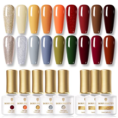 BORN PRETTY Gel Nail Polish Set Wine Red Orange Pumpkin Gray Green Series Gel Nail Polish Set Colors Collection with Base&Top Coats Gel Nail Varnish Gifts Set 7ML 21PCS BORN PRETTY Gel Nail Polish Set Wine Red Orange Pumpkin Gray Green Series Gel Nail Polish Set Colors Collection with Base&Top Coats Gel Nail Varnish Gifts Set 7ML 21PCS