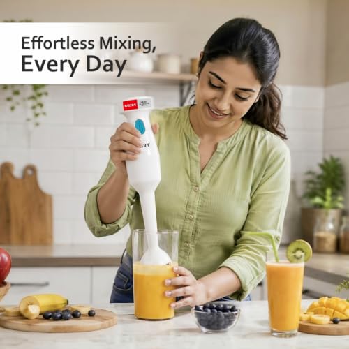 Image of BALTRA Hand Blender Electric | Powerful 250W Motor with Rust Free | Easy single trigger operation | Specially designed blades | Madhani | Kitchen Using Electric Blender