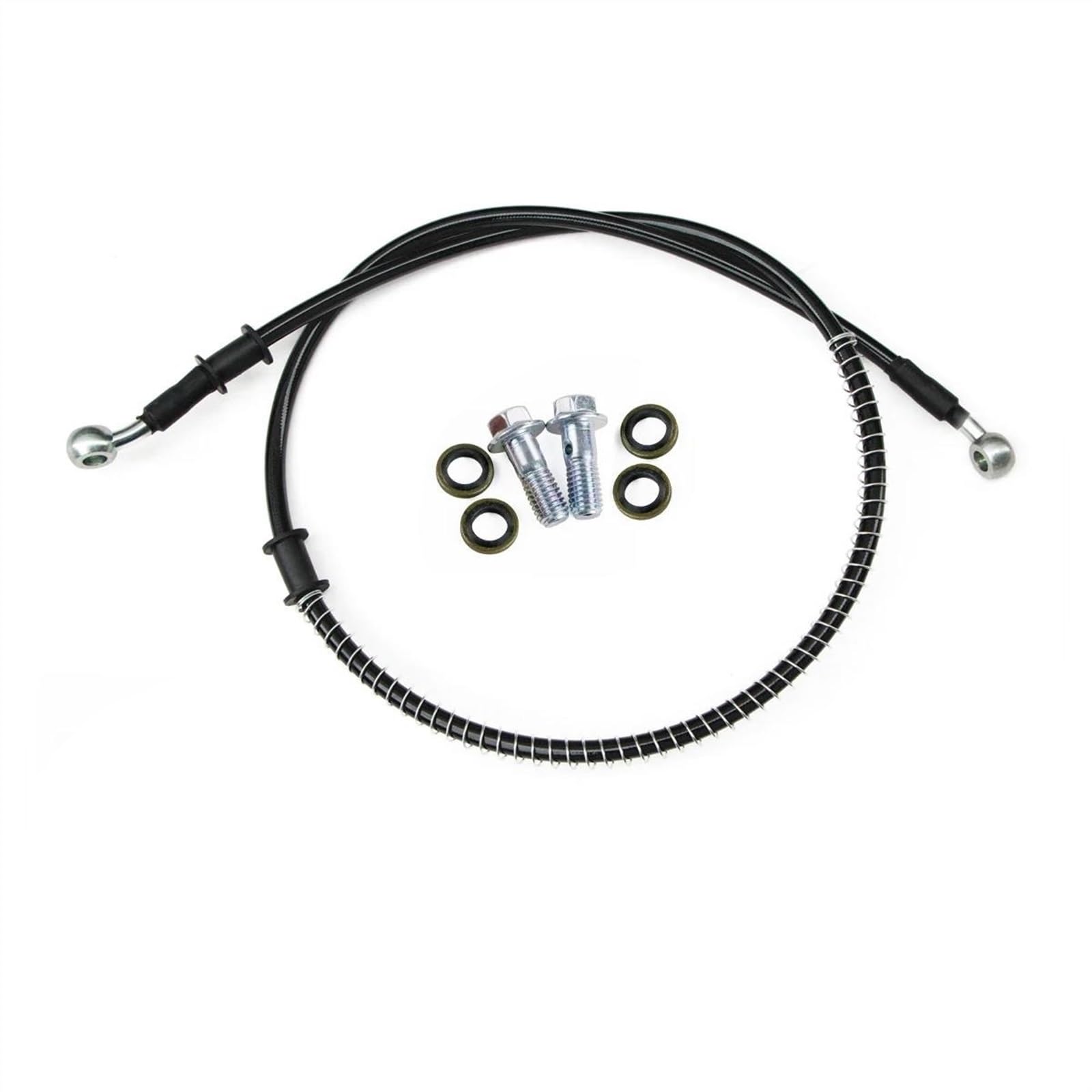 Ksxzw Black- Silver Motorbike Part M10 28 Degree 0 Universal Motorcycle Braided Line Steel Brake Hose Cable Hydraulic Pipe 400Mm/40Cm