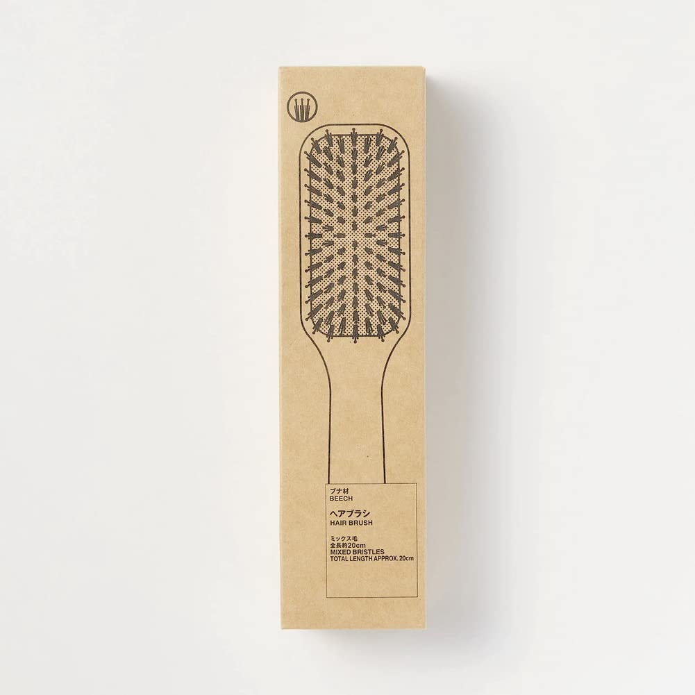 Amazon | 無印良品 ブナ材ヘアブラシ 全長20cm ミックス毛 82575163