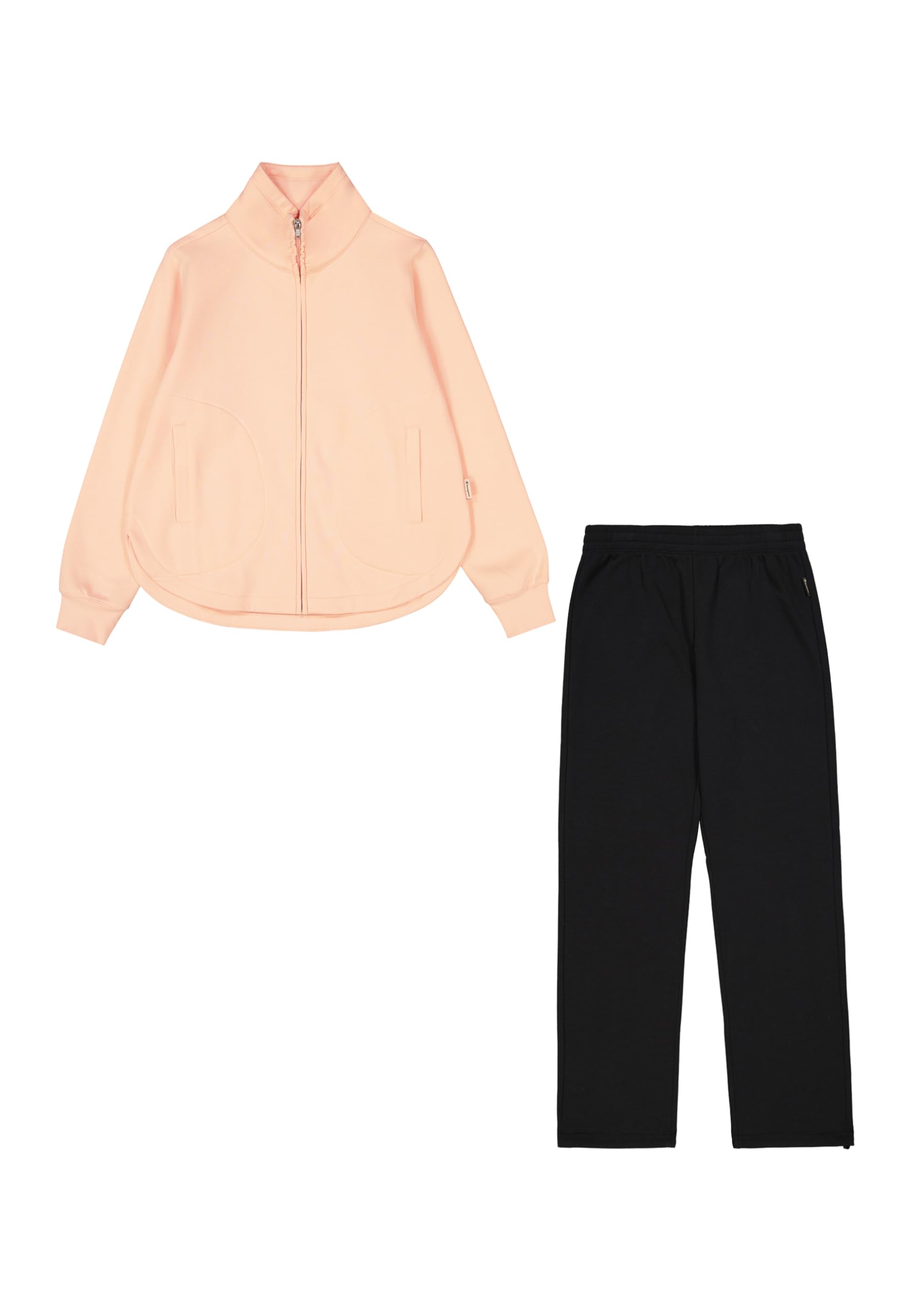 Champion Legacy Script Shop Easy W (117523) - Soft Compact Powerblend Fleece High-neck Tracksuit, Peach/Black (EAC/NBK), M Women FW24, Peach/Black (EAC/NBK), M