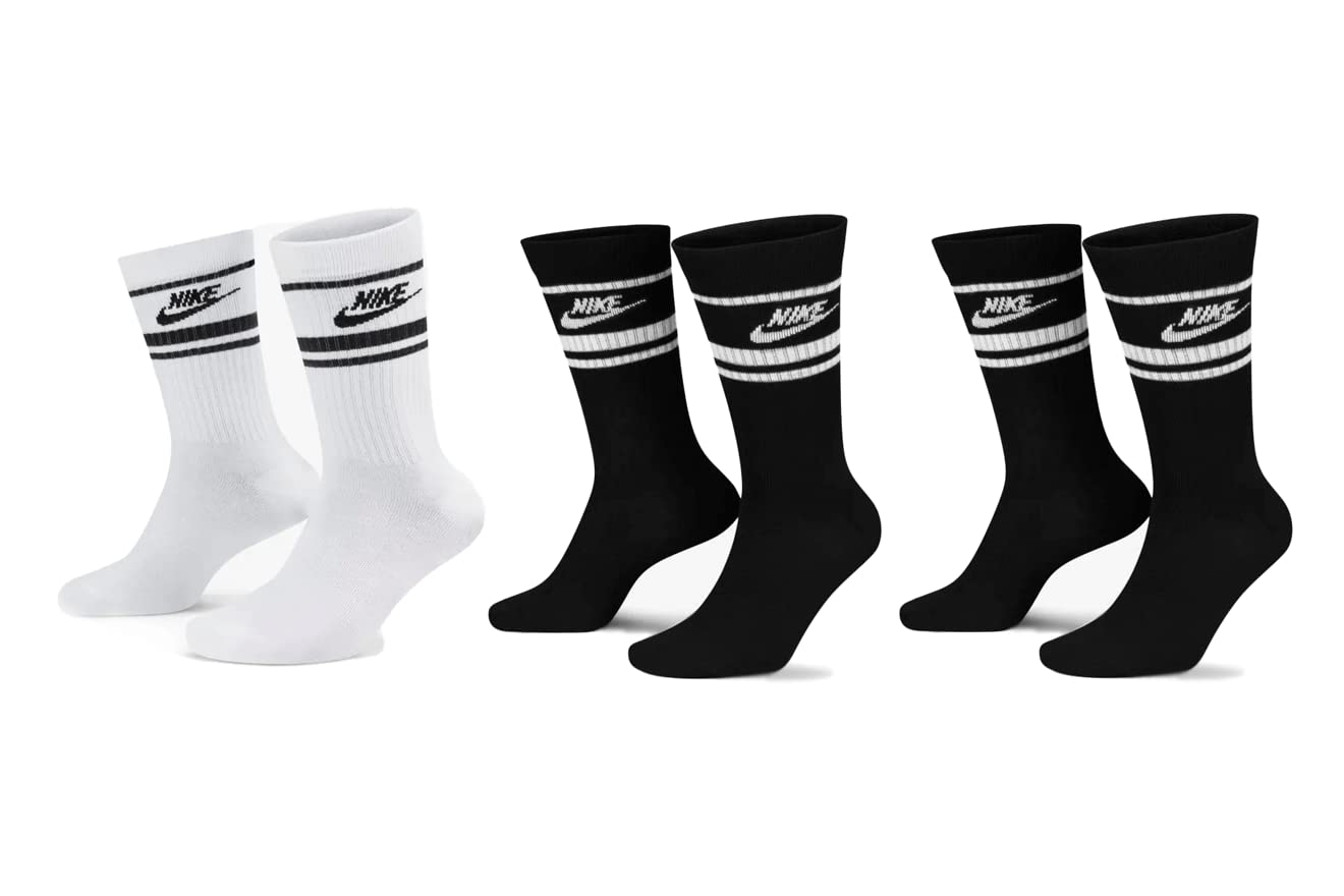 Nike 9 Paar Everyday Essential Tennissocken Socken Sportsocken Unisex DX5089 Prime, Farbe:2x Schwarz - Weiss/Weiss - Schwarz, Socken Neu:46-50
