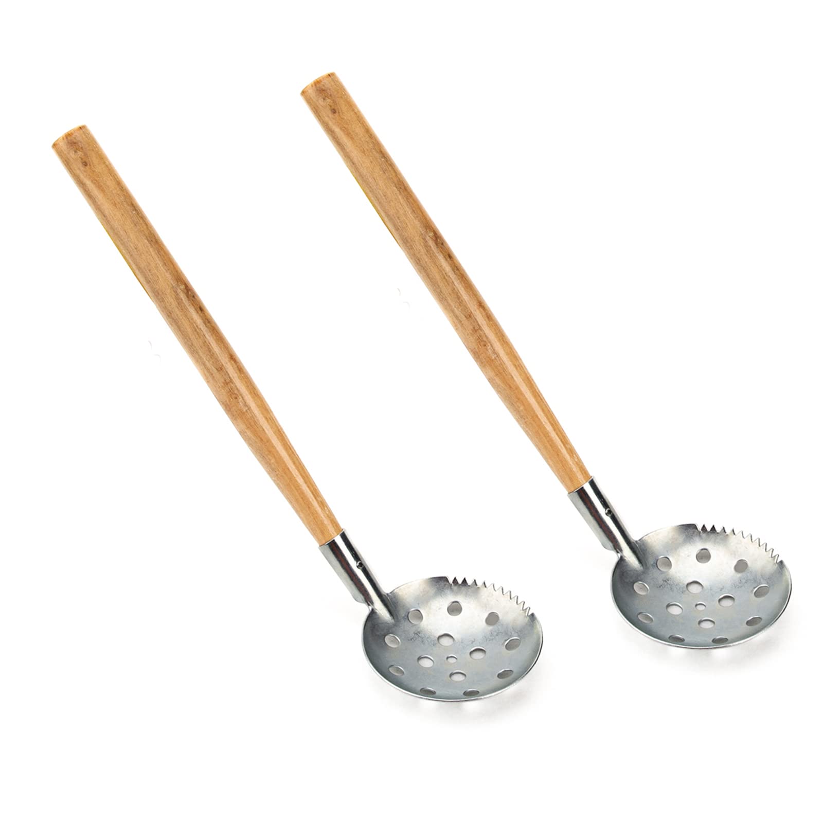 TNIU 2pcs Metal Ice Fishing Skimmer Scoop Fishing Strainer with Wooden Handle