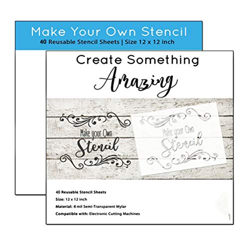 ATPWONZ 40Pcs Blank Stencil Sheets 12 x 12 inch 4 Mil Thickness Square Stencil Paper for Cricut Silhouette Machines