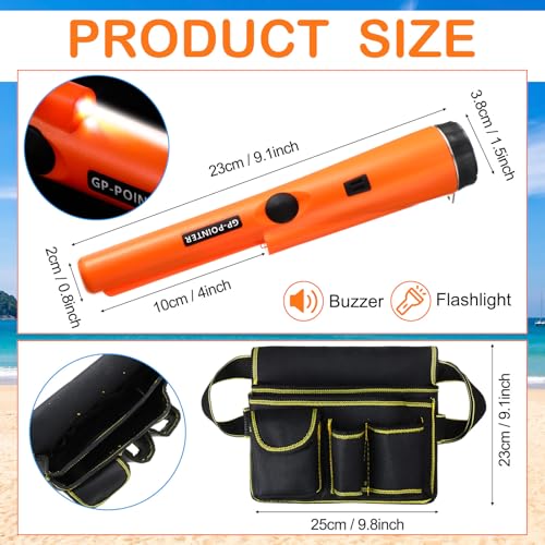 Image of Metal Detector Kit Accessories Include Metal Detector Pinpointer, Sand Sifter Scoop, Shovel Glove, Finds Bag, Semi Waterproof Detection Handheld Pin Pointer Wand Accessories for Adult Treasure Hunting