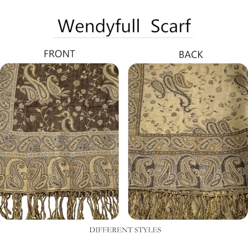 Image of Pashmina Scarf for Women Shawls and Wraps Reversible Paisley Vintage Jacquard Soft Silky Rave Scarves Men