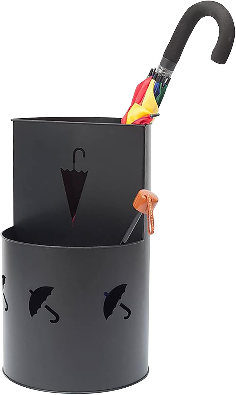 Double Layer Umbrella Stand Rack with Removable Water Tray, 50cm Tall Free Standing Holder for Large & Small Umbrellas, Durable & Stylish Umbrella Storage Solution