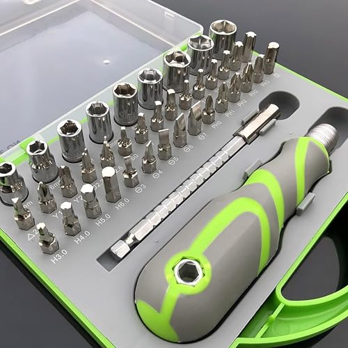 Image of GLUN Mini Screwdriver Set, 41 Piece Screwdriver Bit Chrome Finish with Casing, Alloy Steel Professional Screw Driver Bits Magnetic Tip Mini Screwdriver Kit