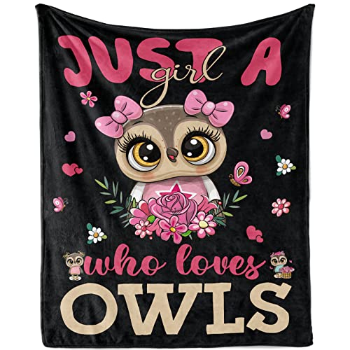 TUTUXMA Just A Girl Who Loves Owls Blanket, Super Soft Warm Cozy Fleece Plush Throw for Teen Girls