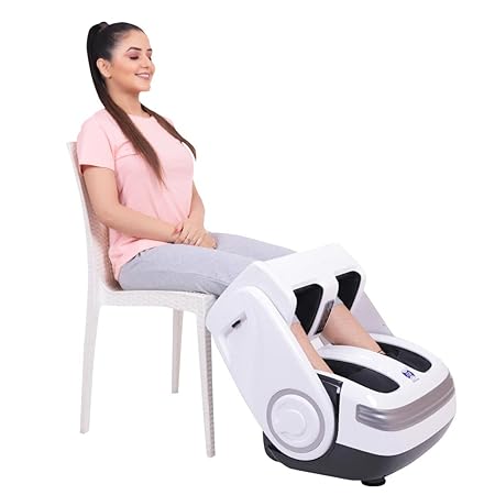 JSB HF06 Pro Shiatsu Leg Foot Massager Machine for Calf Pain Relief with Heat (AC Powered) (White-Blue)
