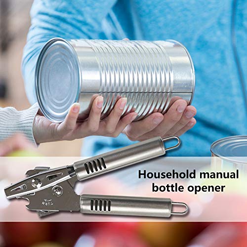 Abridor de latas de aço inoxidável limpo manual com corte lateral para abridor de garrafas